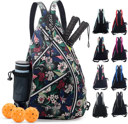 ZOEA Bolsa de pickleball, bolsa deportiva de pickleball para mujeres y hombres, mochila de pickleball ajustable con gancho para cerca, soporte para