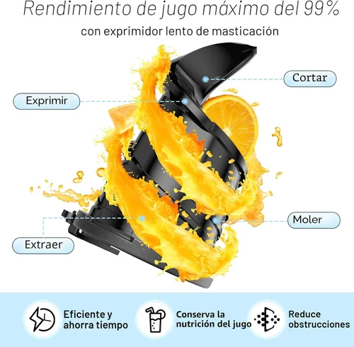 Miniatura 6 de Máquinas exprimidoras con canal de alimentación grande de 5.8 pulgadas, exprimidor de prensa en frío para verduras y frutas enteras de 400 W, Gris
