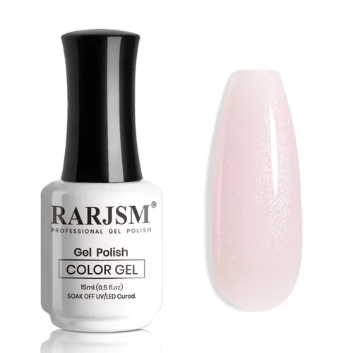 Miniatura 41 de RARJSM Esmalte de Uñas en Gel Rosa con Purpurina Nude, Rosa Brillante con Pigmento Dorado Brillante, Esmalte de Uñas en Gel Gelatinoso Transparente