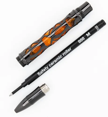 Miniatura 8 de Conklin Conklin Pen Company - Bolígrafo de punta redonda Endura Deco Crest en naranja con detalles de oro rosa, instrumento de escritura recargable