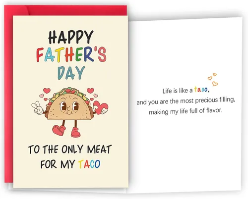 Taco - Tarjeta de regalo para el día del padre de parte de la esposa, regalo feliz del día del padre para marido novio, tarjeta divertida del día