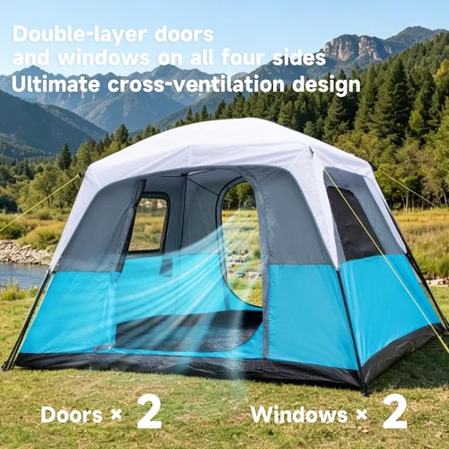 Miniatura 2 de DanCoom Tiendas de campaña para 4/6/8/12 personas, fácil instalación, impermeable, tienda de campaña con lluvia, tienda familiar grande portátil