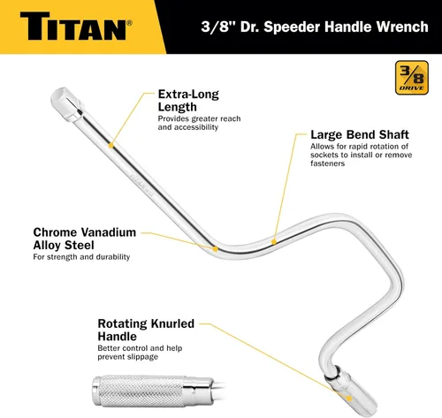 Miniatura 2 de Titan 68103 - Manija de velocidad de 3/8 pulgadas, negra