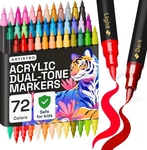Miniatura 10 de ARTISTRO 12 marcadores de pintura acrílica de roca - Kit de pintura de roca para artes y manualidades - Bolígrafos de pintura acrílica de doble punta