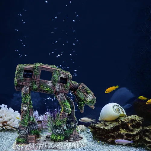 Miniatura 3 de Ornamento de acuario, perro robot de resina, decoración de pecera, cueva para esconderse de peces Betta, accesorios de acuario para peces Betta