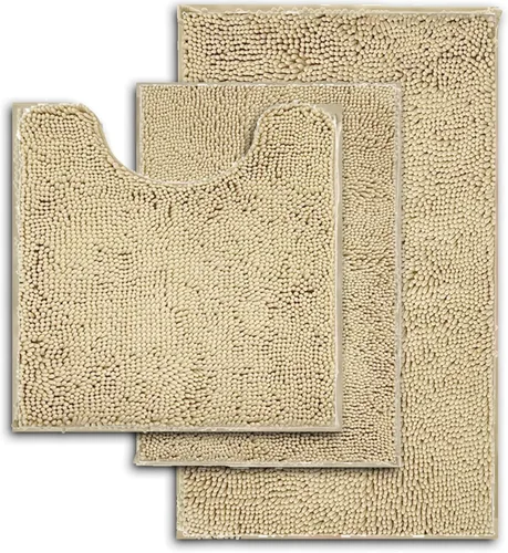 Miniatura 23 de Alfombra de baño azul, súper suave, antideslizante, lavable a máquina, se seca rápidamente, juego de baño ultrasuave de 3 piezas cian-azul