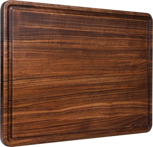 AZRHOM Tabla de Cortar de Madera de Nogal, 20x15 pulgadas Tablas de Cortar de Madera Extra Grandes con Ranura Profunda para Jugos y Mango Lateral,