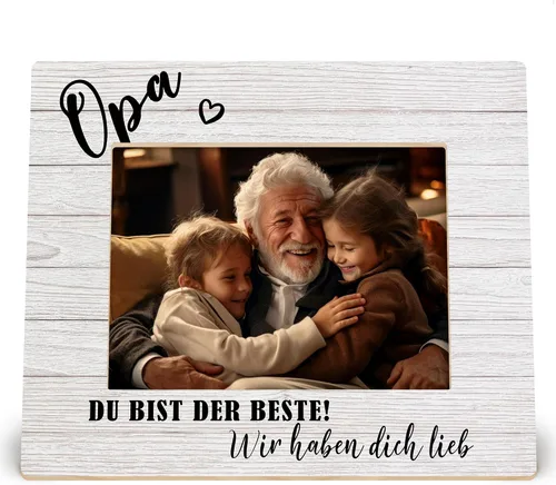 Miniatura 8 de MAQIKA Opa Du Bist Der Beste - Marcos de fotos de madera para abuelo alemán, regalo de Navidad para abuelo de parte de nietos, marco de fotos