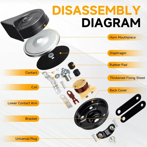 Miniatura 6 de FARBIN Bocina de Auto Compatible con Hyundai/Kia. Bocina de Auto Impermeable de 12V Fuerte de Tono Alto/Bajo Bocinas de Caracol Eléctricas