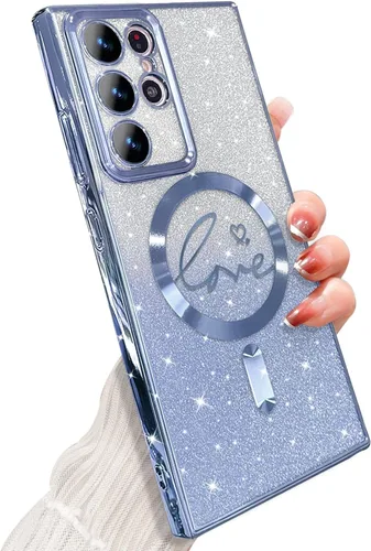 Miniatura 269 de ZONRW - Funda para Samsung Galaxy S22 Ultra magnética, para mujeres y niñas, cubierta trasera suave, lujosa, con corazón de amor, bling, degradado