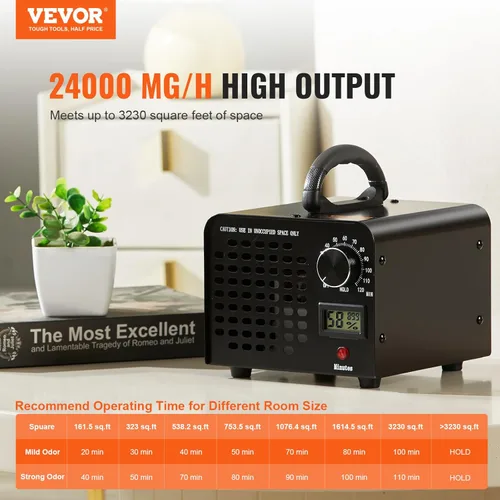 Miniatura 2 de VEVOR - Generador de ozono, máquina de ozono de 24000 mg/h, generador de ozono comercial/industrial de alta capacidad con configuración de tiempo
