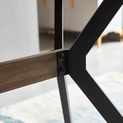 Miniatura 8 de Yogald - Mesa de comedor moderna de 47.27 pulgadas, mesa de comedor rectangular con patas de metal, ahorro de espacio para reuniones y comedor