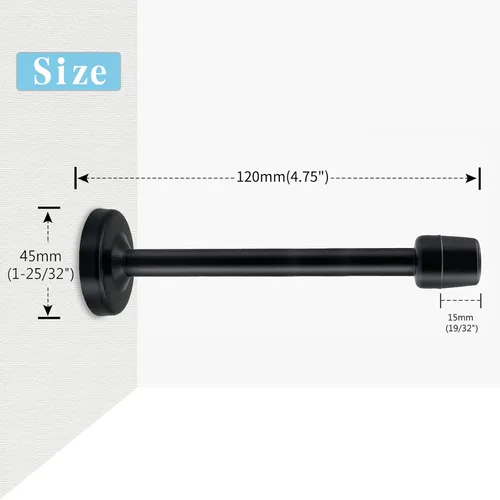 Miniatura 2 de Topes de puerta de 5 pulgadas de largo, topes de puerta de acero inoxidable resistentes para montaje en pared con punta de goma que amortigua