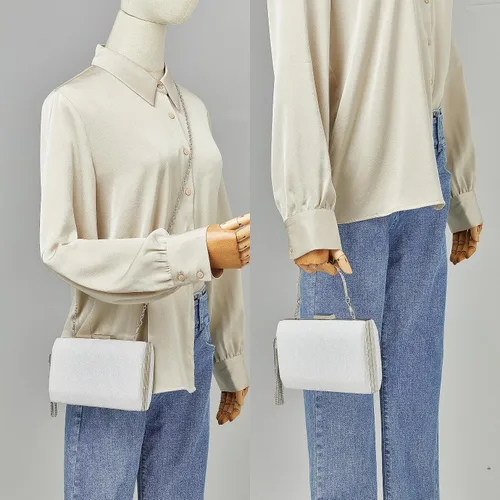 Miniatura 7 de Elegante bolso de noche para mujer, con cadena con flecos, bolso cruzado para fiesta, boda