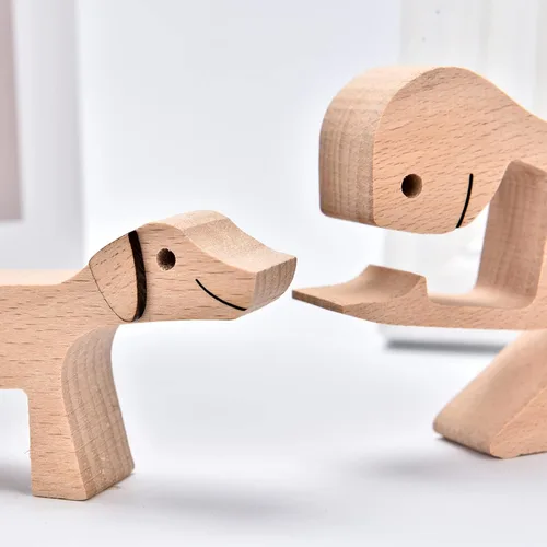 Miniatura 5 de ISHINE Wood Decor Wooden Statue Man and Dog Figurine Handmade Carved Creative Home Office Gift for Men Women Accents Decoration Natural ECO Friendly