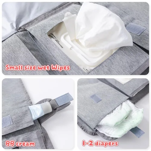 Miniatura 6 de Cambiador de pañales portátil, almohadillas de cambio de pañales de viaje lavables y plegables, tapete cambiador de bebé grande con bolsillo