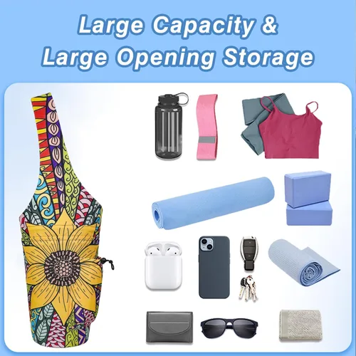Miniatura 5 de Bolsa para Esterilla de Yoga - Bolsa Transportadora Tipo Tote Larga de Gran Apertura para Esterilla de Yoga con Bolsillo Impermeable con Cremallera