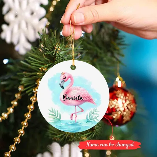 Miniatura 2 de Adorno de flamenco para la primera Navidad 2025, regalos personalizados de flamenco para los amantes del flamenco, adorno de flamenco de primera