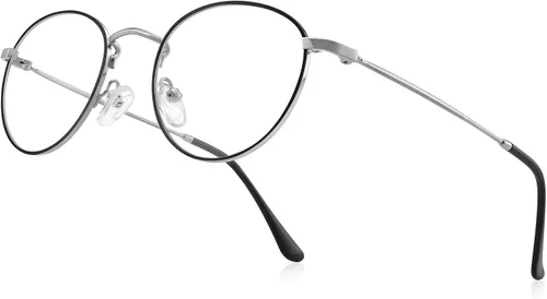 Miniatura 10 de Lentes de lectura redondos de metal pequeños para mujeres y hombres, clásicos, vintage, retro, bloqueo de luz azul, lectores de computadora Marrón