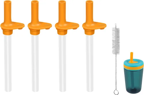 Miniatura 8 de Pajitas de repuesto compatibles con botella de agua Zak de 15 onzas, popote reutilizable con cepillo de limpieza (gris, paquete de 4)
