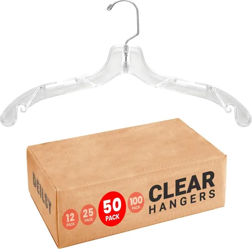 Miniatura 11 de DEILSY™ Perchas de plástico transparente, paquete de 12 perchas duraderas para la organización del armario, colgador de plástico esencial para ropa