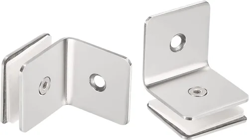 HARFINGTON Abrazadera de vidrio de 90 grados de acero inoxidable, 2 piezas para 0.315-0.472 in de grosor, cuadrado de un solo lado, sin marco,