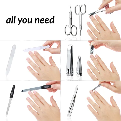 Miniatura 4 de marQus Juegos de manicura para mujeres y hombres de Solingen Alemania con lima de uñas de vidrio - Kit de aseo de calidad incl. cortaúñas y lima
