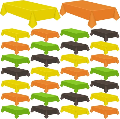 Miniatura 11 de Patelai 6 manteles de plástico desechables de Acción de Gracias para mesas rectangulares, manteles de mesa de otoño para Acción de Gracias y Naranja