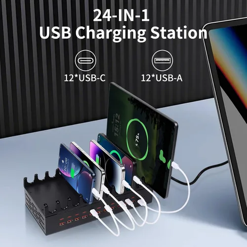Miniatura 2 de Estación de Carga de 300W para Múltiples Dispositivos - Estación de Carga Rápida USB de 24 Puertos con Entrega de Energía Inteligente - Estación