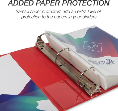 Miniatura 150 de Samsill - Carpeta duradera de 5 pulgadas, fabricada en los Estados Unidos, con anillos en D, transparente y personalizable, color blanco