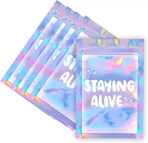 BeSAVAGE Bolsas para kit de resaca, 10 bolsas holográficas de recuperación con cierre de cremallera para regalos de despedida de soltera, bodas,