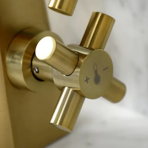 Miniatura 3 de Kingston Brass KS2297DX Constantine Grifo de baño de dos manijas de un solo orificio con Push Pop-Up, latón cepillado