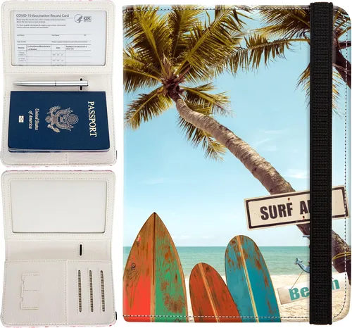 Miniatura 7 de Soporte para pasaporte para mujer, cartera de viaje con bloqueo RFID, funda de cuero para tarjetas, organizador de documentos de viaje, tarjetero