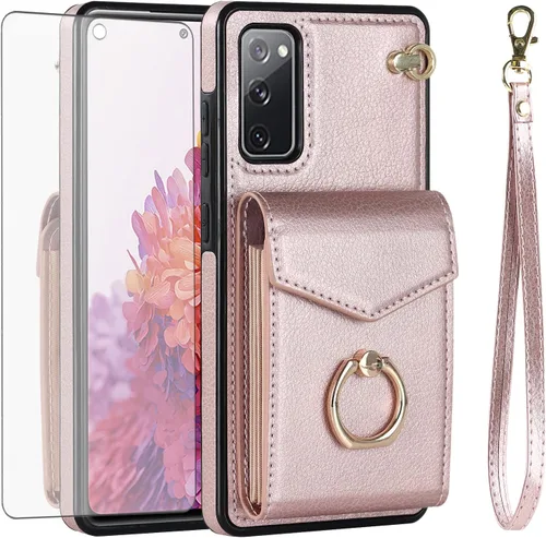 Miniatura 8 de Asuwish Funda de teléfono para Samsung Galaxy S20 FE 5G de 6.5 pulgadas con protector de pantalla de vidrio templado y anillo RFID tarjetero celular