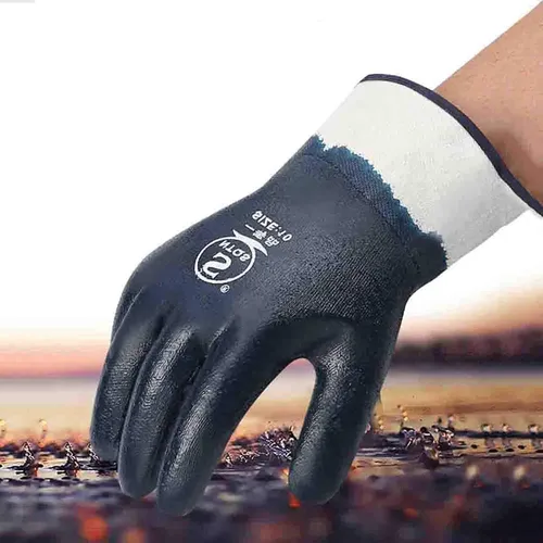 Miniatura 4 de Guantes resistentes al aceite, guantes de aceite para hombres, puños anchos seguros para transporte petroquímico, guantes de trabajadores de 4 pares