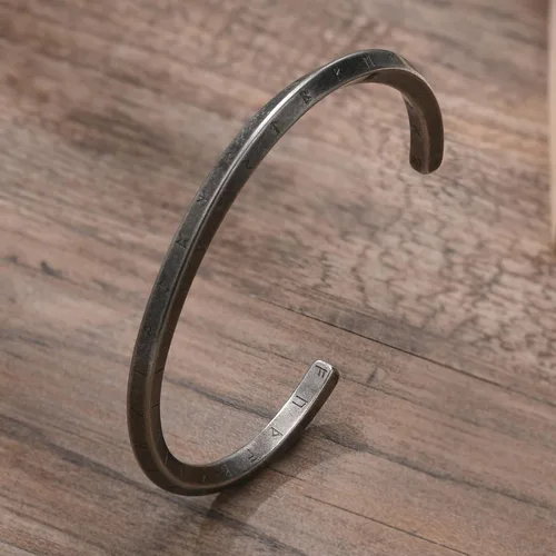 Miniatura 5 de VNOX Regalos de joyería vikinga nórdico para hombre y mujer, brazalete nórdico vikingo nórdico 24 runas del alfabeto, pulsera de mobius torcido