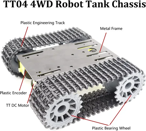 Miniatura 3 de Kit de chasis de tanque robótico inteligente de metal a control remoto con 4 motores DC TT para Arduino UNO R3/Raspberry Pie/STEAM, plataforma