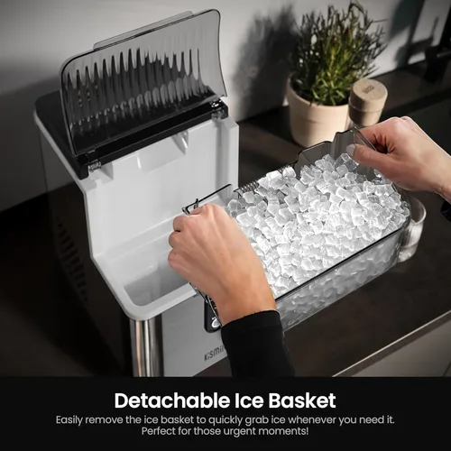 Miniatura 3 de Kismile Nugget - Máquinas de hielo para encimera, portátil con hielo triturado, 35 libras/día, autolimpieza, operación con un clic para uso