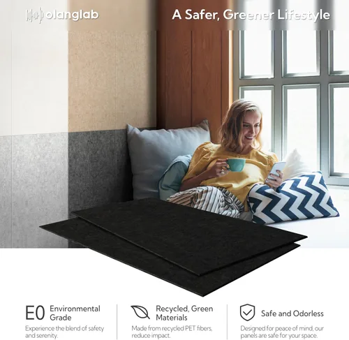 Miniatura 4 de Olanglab Paquete de 10 paneles acústicos de pared, 48 x 24 pulgadas por cada panel acústico, absorbentes de sonido, para estudio en casa y oficina