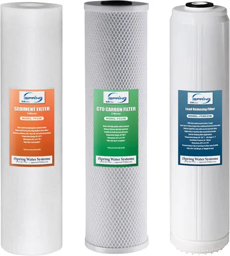 Miniatura 15 de iSpring F3WGB32BM Filtro de agua de 3 etapas, 4.5" x 20", paquete de repuesto con sedimento, bloque de carbono CTO y cartuchos reductores de hierro