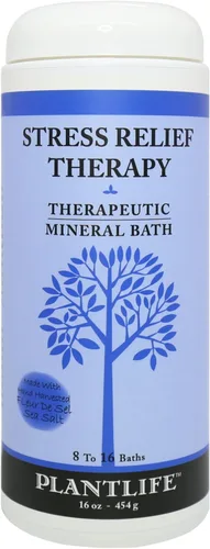 Sal de baño mineral terapéutica para aliviar el estrés, 16 oz.