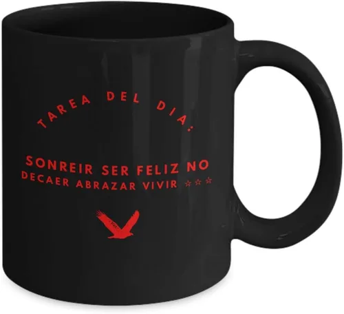 Miniatura 2 de Taza Cafe Sonreir Vaso, taza de café divertidas, tazas personalizadas, taza de café inspiradoras, taza con mensajes positivos., 11onza, Negro