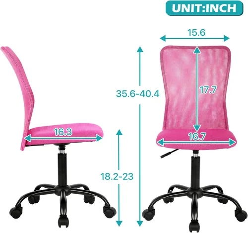 Miniatura 3 de Silla de oficina en casa, sillas de escritorio pequeñas, silla de costura, sin brazos, sillas de computadora con soporte lumbar, respaldo medio