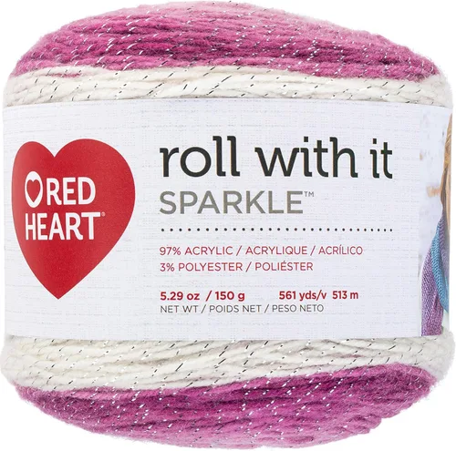 Miniatura 21 de Red Heart Roll with It Sparkle - Hilo de amatista – Paquete de 3 unidades de 5.29 oz/5.3 onzas, mezcla acrílica, 4 medianos (peinado), 561 yardas