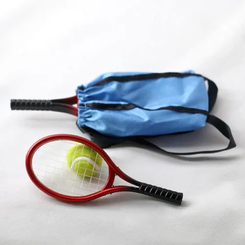 Miniatura 5 de Colaxi Juego de raqueta y pelota de tenis en miniatura 1/6 en miniatura, accesorios de decoración de casa de muñecas en miniatura