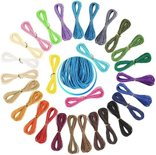 Cordón de poliéster encerado de 30 colores, 328 yardas de hilo trenzado de 0.039 pulgadas para hacer pulseras, collares, macramé, cuentas y