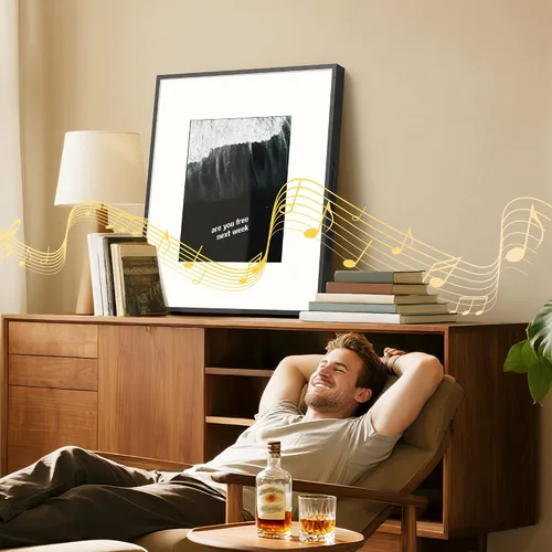Miniatura 10 de Dragon Touch Marco de música con altavoz Bluetooth y marco de fotos digital Wi-Fi, marco de arte de 6 altavoces Hi-Fi para montaje en pared o mesa