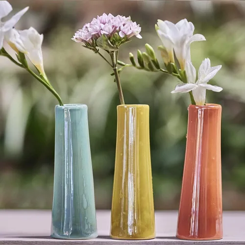 Miniatura 6 de Chive - Juego de 6 floreros cilíndricos pequeños de cerámica de 1.5 pulgadas de ancho y 5.5 pulgadas de alto, florero floral decorativo único de una