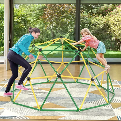 Miniatura 9 de Amictoy Domo de Escalada, Escalador de 10 Pies con Hamaca y Columpio, Gimnasio de la Selva para el Patio Trasero para Niños, Modelo Mejorado 2025