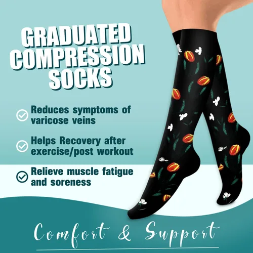 Miniatura 15 de Laite Hebe 4 pares de calcetines de compresión para mujeres y hombres, el mejor apoyo para enfermeras, correr, atletismo